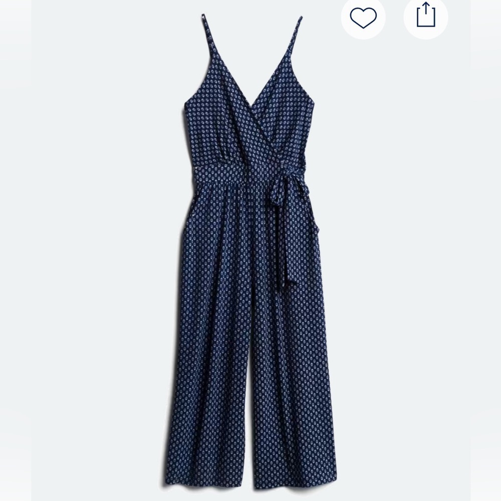 Stitch Fix Kaileigh Rica Knit Crop Navy Pattern Jumpsuit